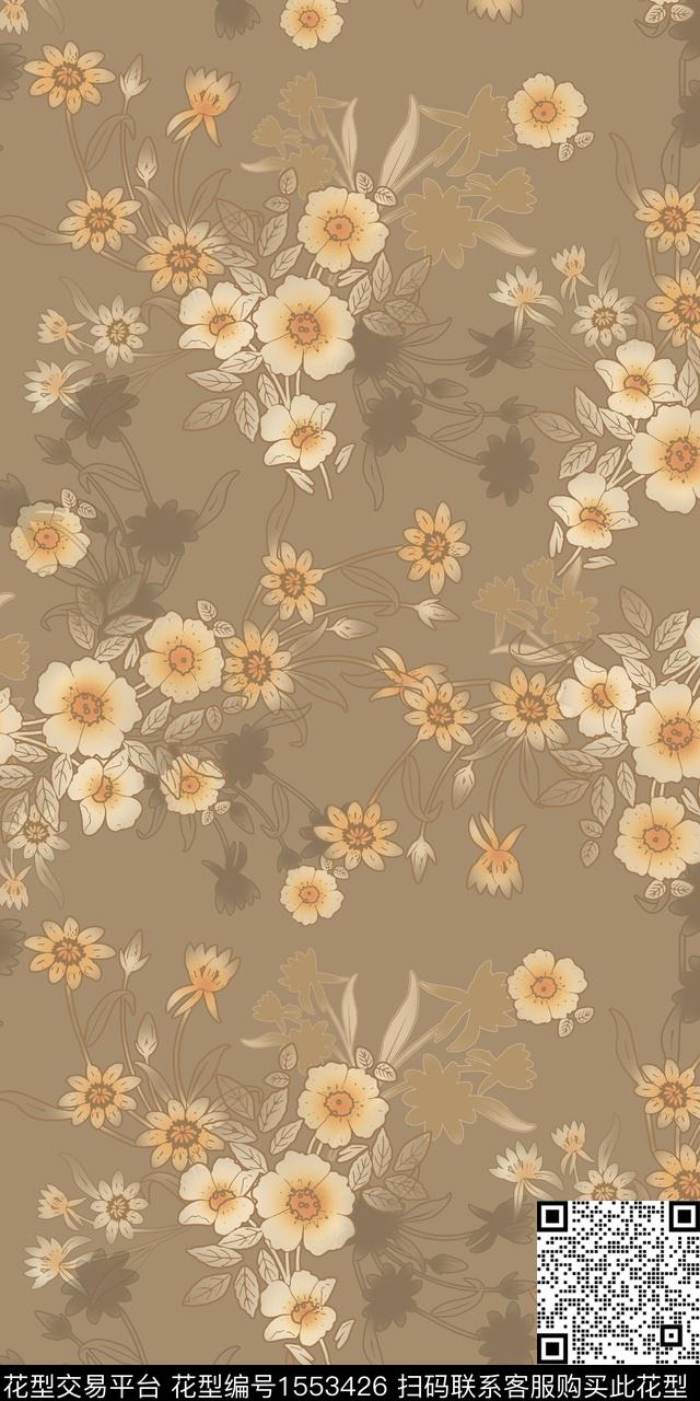 花卉满版散花平面花卉数码印花华亿平台下载（图片编号: 1553426） - 瓦栏（Walan）