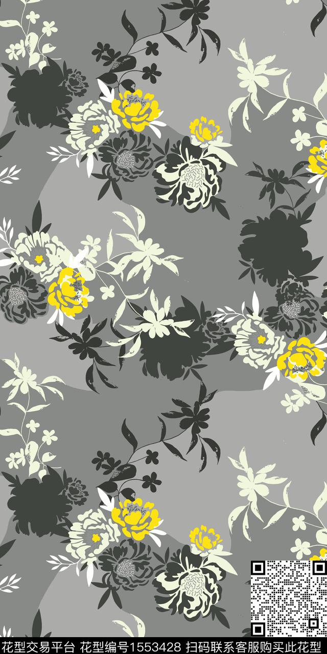 花卉满版散花平面花卉数码印花华亿平台下载（图片编号: 1553428） - 瓦栏（Walan）