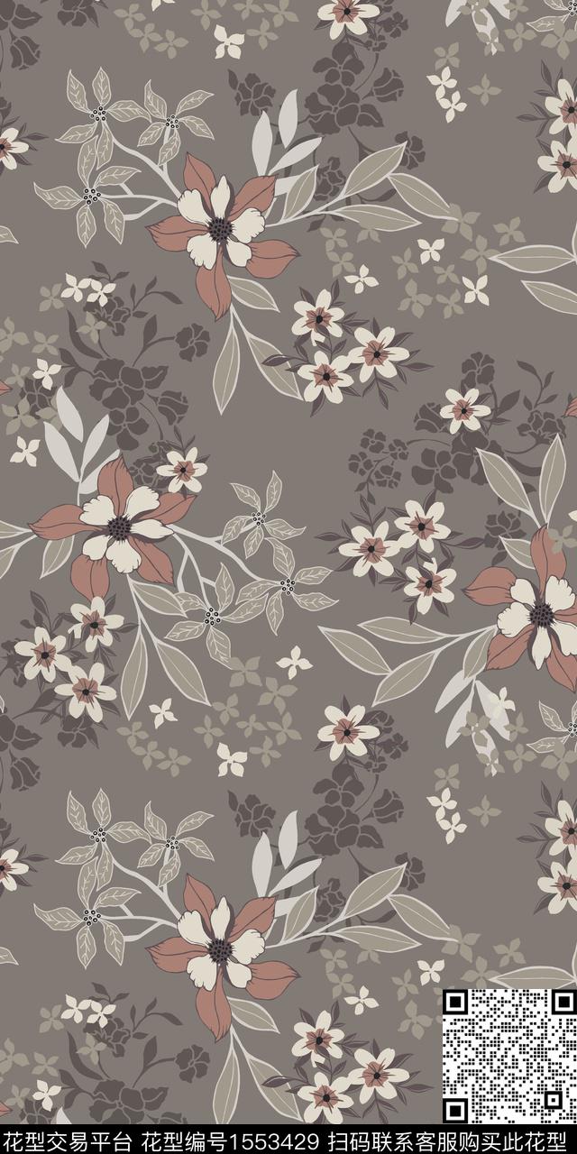 花卉满版散花平面花卉数码印花华亿平台下载（图片编号: 1553429） - 瓦栏（Walan）