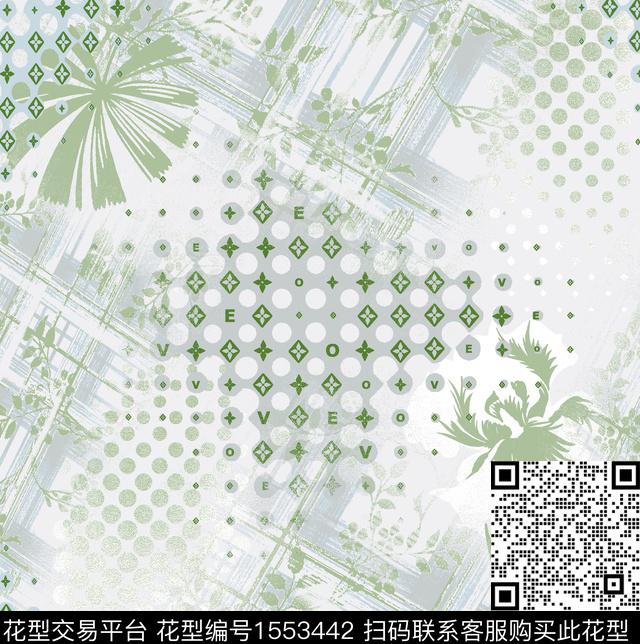 几何菱形鸢尾花数码印花华亿平台下载（图片编号: 1553442） - 瓦栏（Walan）