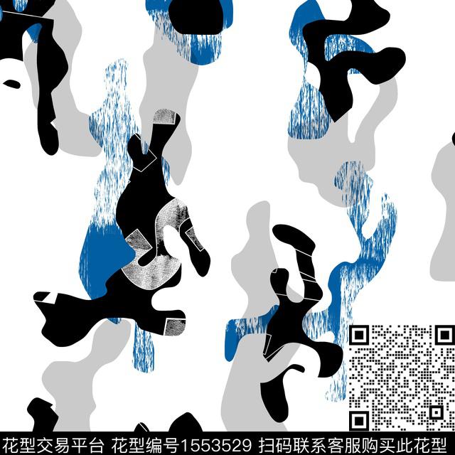 白底抽象数码印花华亿平台下载（图片编号: 1553529） - 瓦栏（Walan）