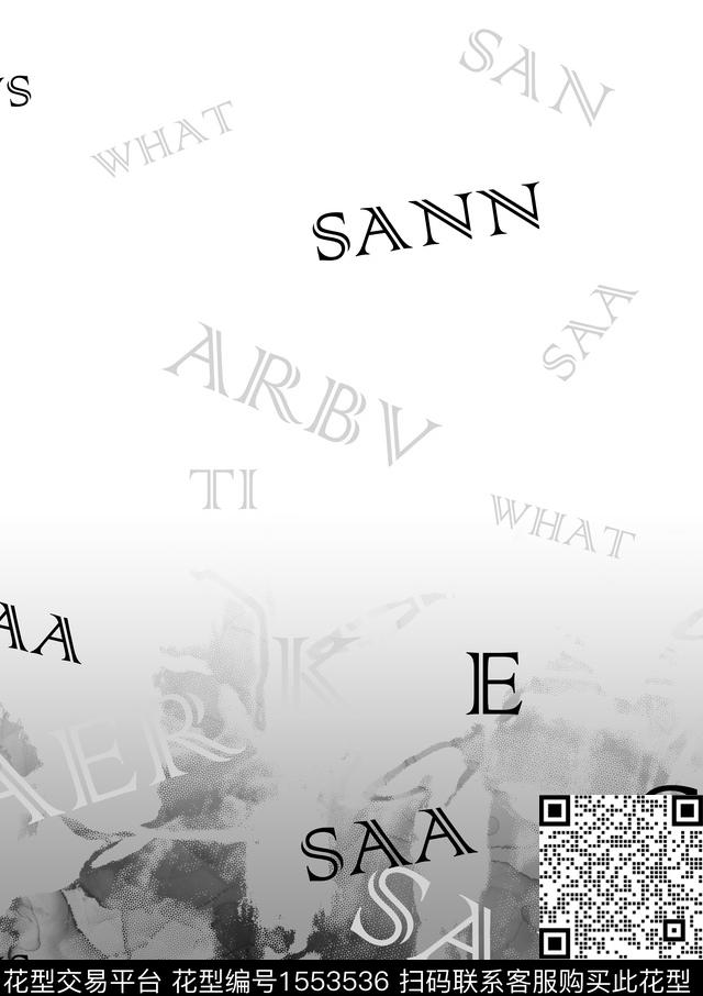 定位休闲字母数码印花华亿平台下载（图片编号: 1553536） - 瓦栏（Walan）