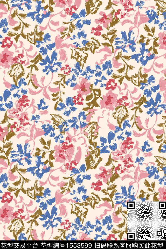 清爽底花卉花卉小碎花数码印花华亿平台下载（图片编号: 1553599） - 瓦栏（Walan）
