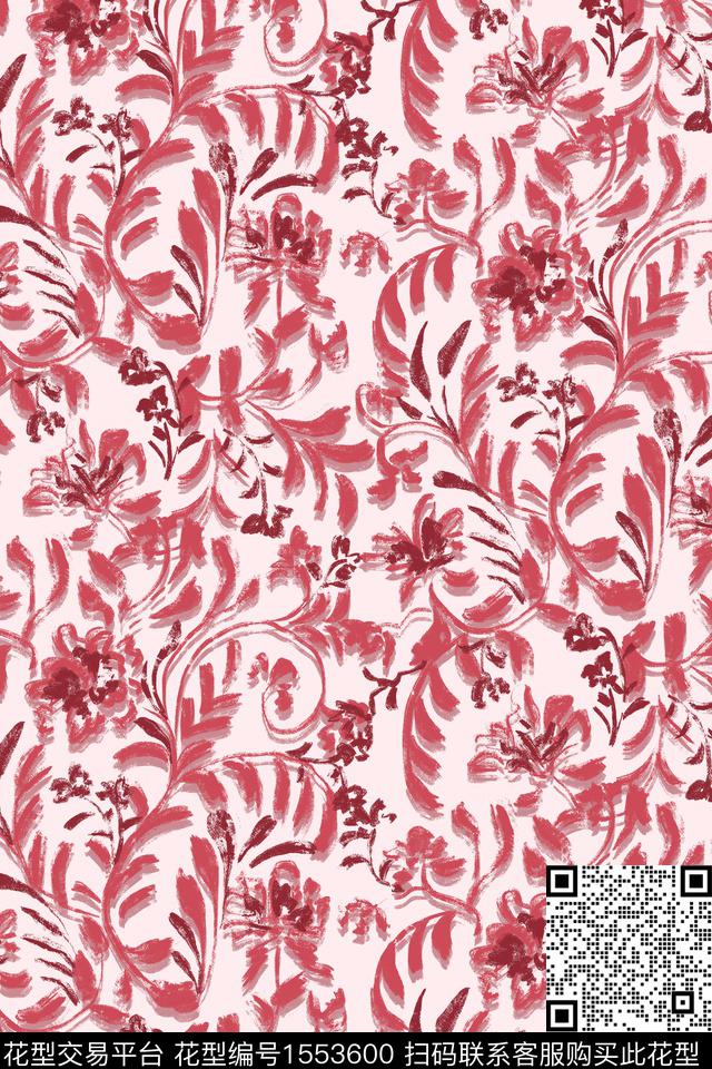 剪影花卉小碎花数码印花华亿平台下载（图片编号: 1553600） - 瓦栏（Walan）