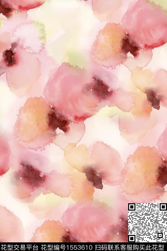 水彩花卉晕染肌理数码印花华亿平台下载（图片编号: 1553610） - 瓦栏（Walan）