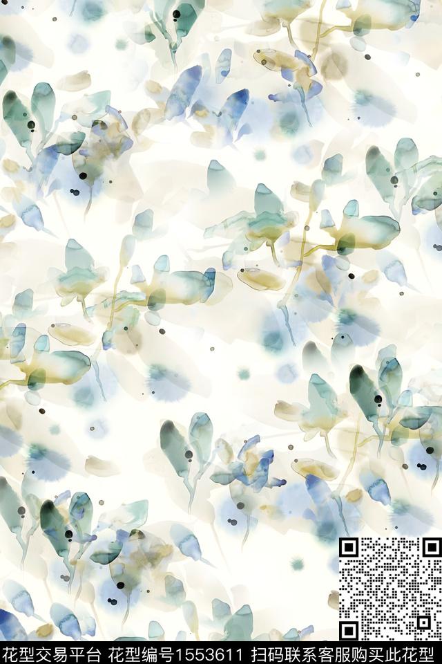 水彩花卉数码印花华亿平台下载（图片编号: 1553611） - 瓦栏（Walan）