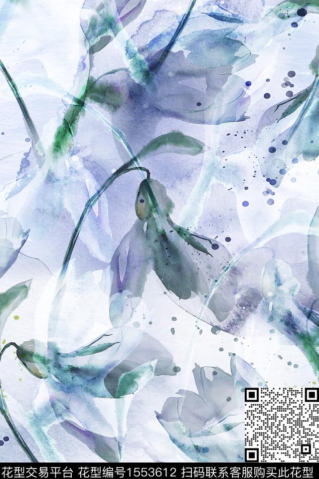水彩花卉抽象数码印花华亿平台下载（图片编号: 1553612） - 瓦栏（Walan）