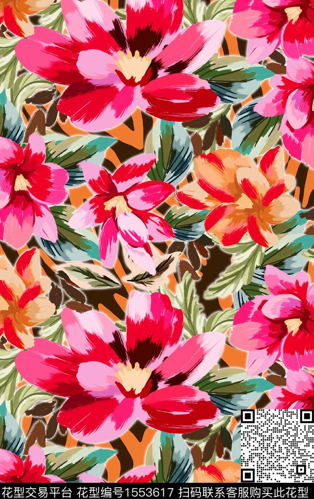 花卉底纹数码印花华亿平台下载（图片编号: 1553617） - 瓦栏（Walan）