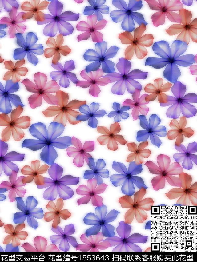 小清新清爽花卉数码印花华亿平台下载（图片编号: 1553643） - 瓦栏（Walan）
