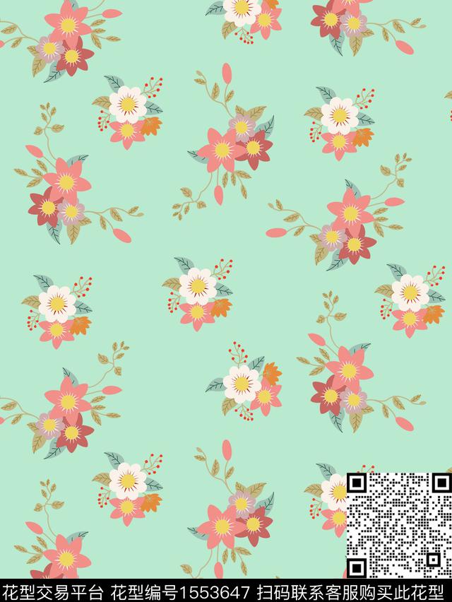 小碎花花卉小清新数码印花华亿平台下载（图片编号: 1553647） - 瓦栏（Walan）