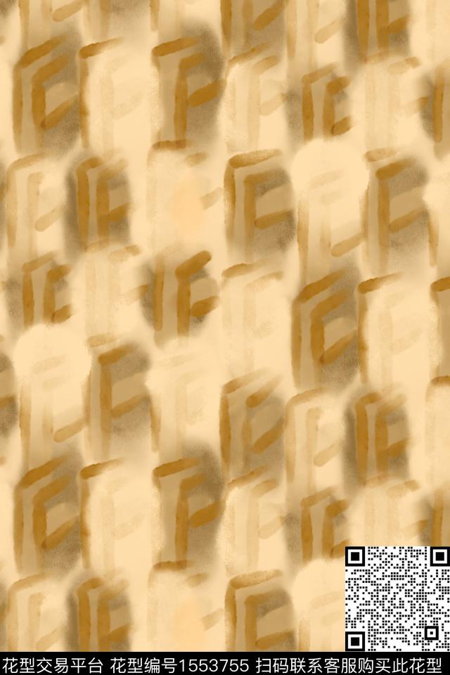 笔触格子字母数码印花华亿平台下载（图片编号: 1553755） - 瓦栏（Walan）