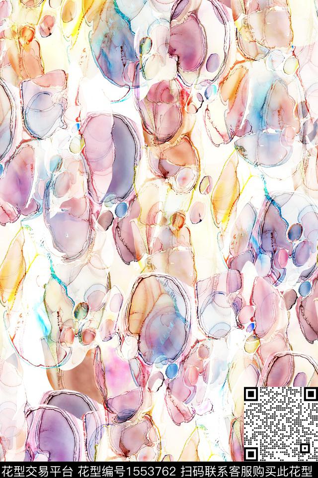 水彩抽象泡影数码印花华亿平台下载（图片编号: 1553762） - 瓦栏（Walan）