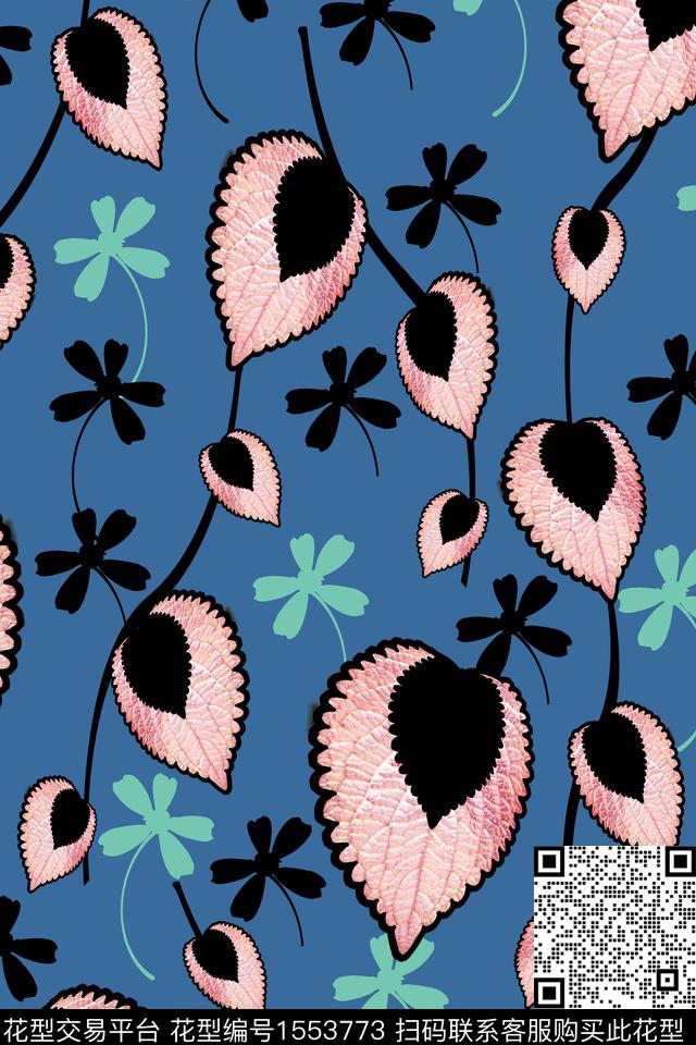 剪影民族风花卉数码印花华亿平台下载（图片编号: 1553773） - 瓦栏（Walan）