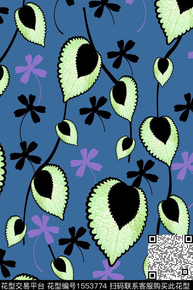 剪影民族风花卉数码印花华亿平台下载（图片编号: 1553774） - 瓦栏（Walan）