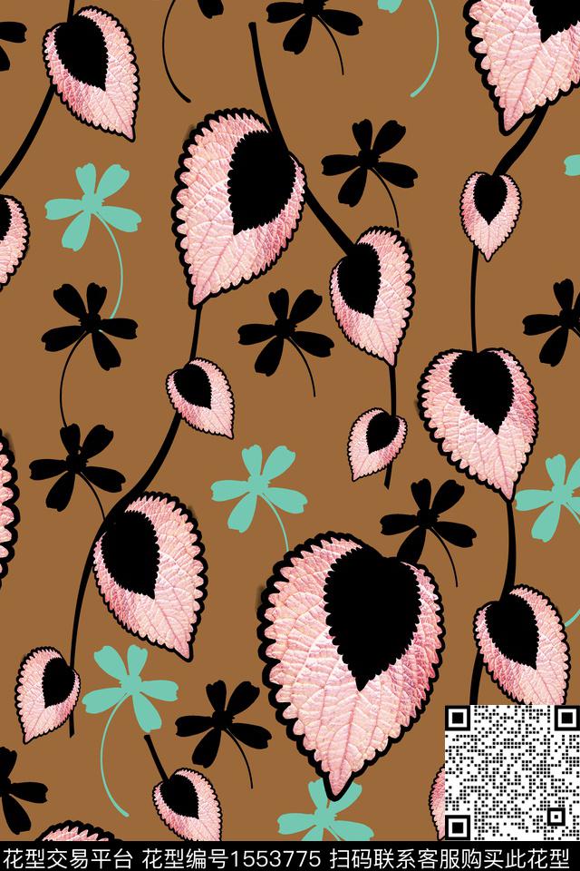 剪影民族风花卉数码印花华亿平台下载（图片编号: 1553775） - 瓦栏（Walan）