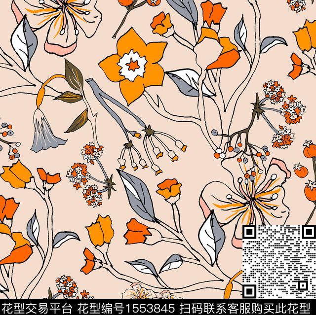 签字笔华亿平台清新淡雅传统印花华亿平台下载（图片编号: 1553845） - 瓦栏（Walan）