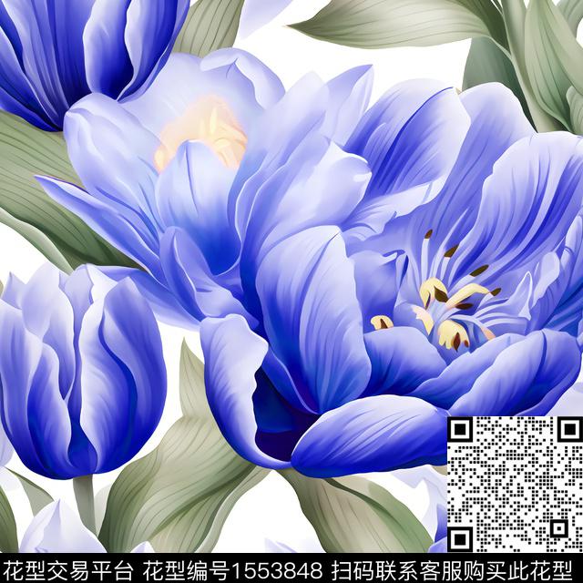 郁金香大花粉红色系数码印花华亿平台下载（图片编号: 1553848） - 瓦栏（Walan）