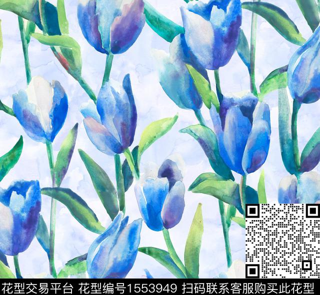 水彩花卉底纹数码印花华亿平台下载（图片编号: 1553949） - 瓦栏（Walan）