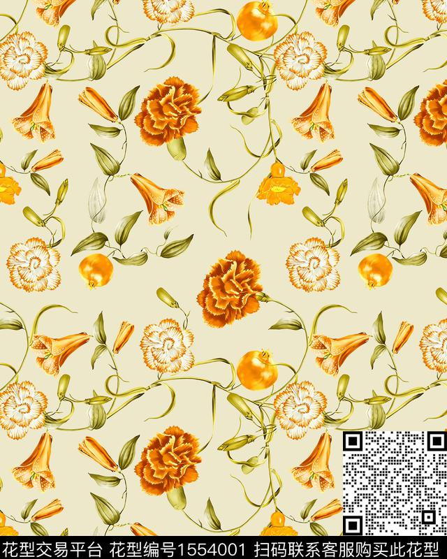 郁金香小碎花2024春夏数码印花华亿平台下载（图片编号: 1554001） - 瓦栏（Walan）