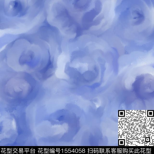 水彩模糊花卉数码印花华亿平台下载（图片编号: 1554058） - 瓦栏（Walan）