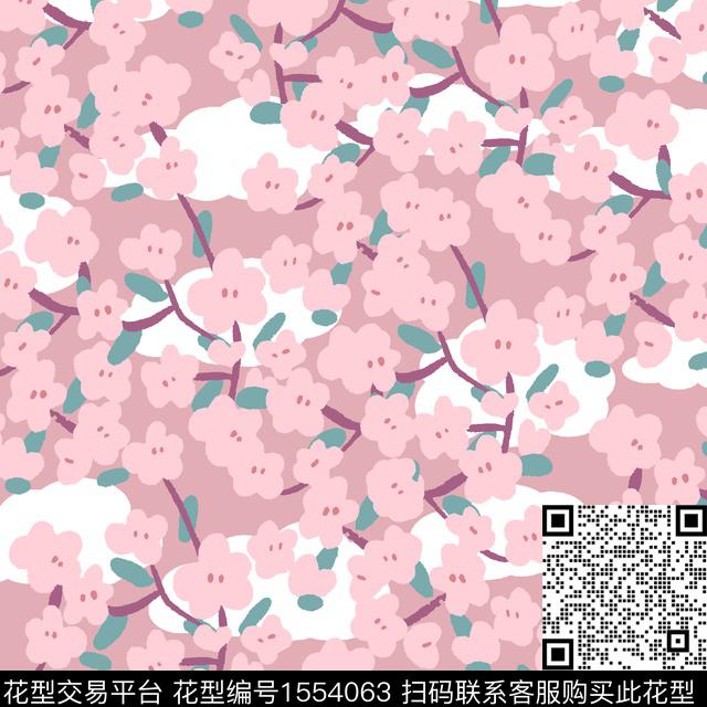 梅花小碎花清新风传统印花华亿平台下载（图片编号: 1554063） - 瓦栏（Walan）