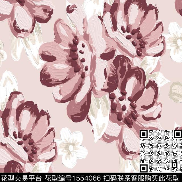 油画华亿平台小雏菊数码印花华亿平台下载（图片编号: 1554066） - 瓦栏（Walan）