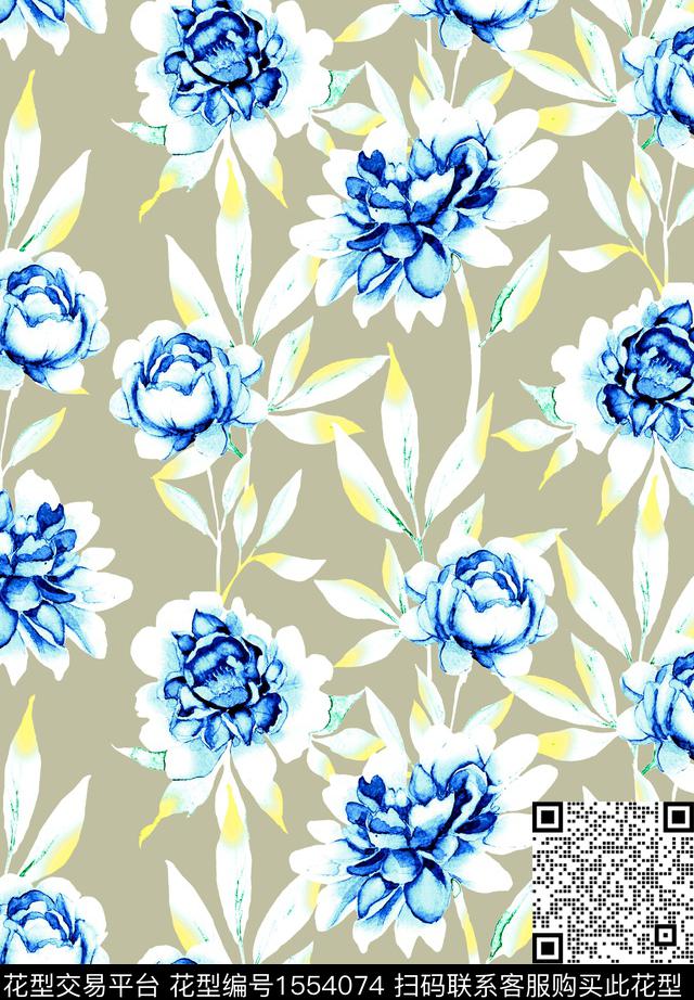 水彩花卉poppy数码印花华亿平台下载（图片编号: 1554074） - 瓦栏（Walan）