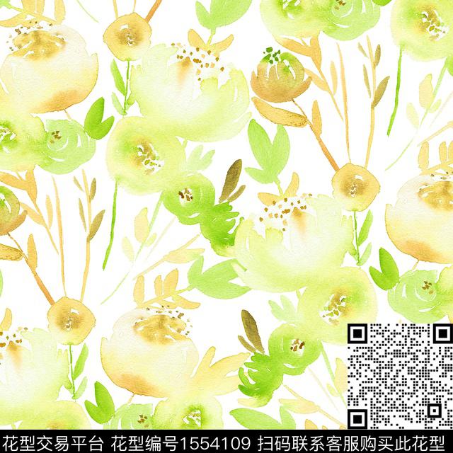 小碎花水彩花卉watercolor数码印花华亿平台下载（图片编号: 1554109） - 瓦栏（Walan）