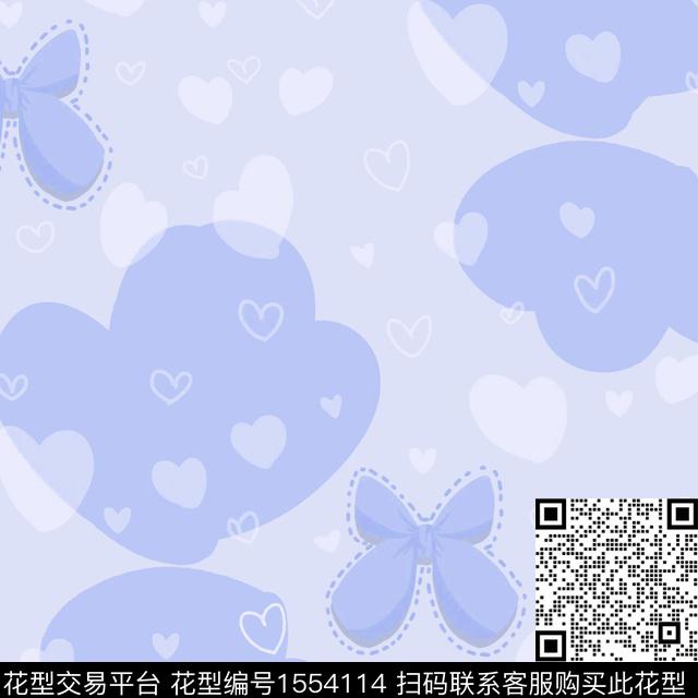 蝴蝶结爱心淑女数码印花华亿平台下载（图片编号: 1554114） - 瓦栏（Walan）