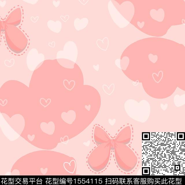 蝴蝶结爱心淑女数码印花华亿平台下载（图片编号: 1554115） - 瓦栏（Walan）