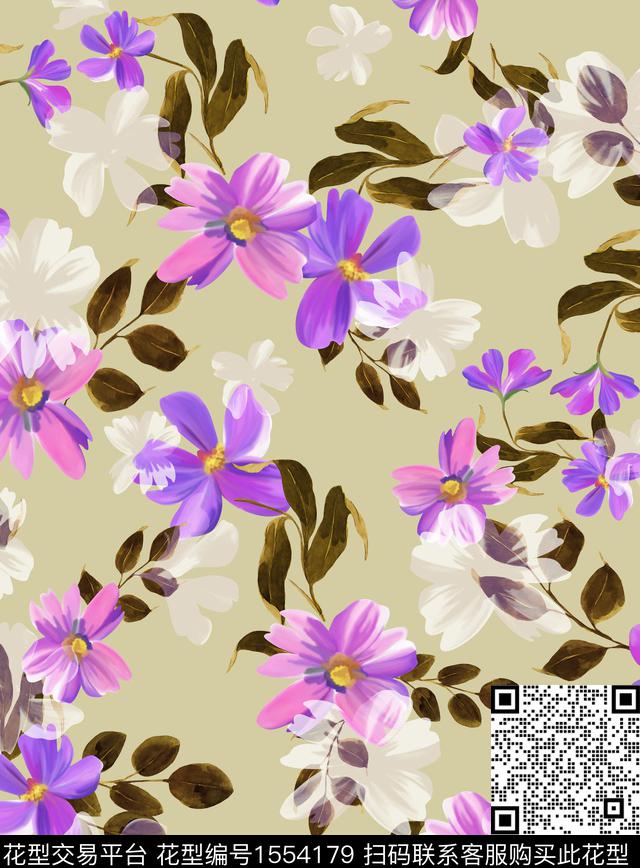 女装花卉连衣裙数码印花华亿平台下载（图片编号: 1554179） - 瓦栏（Walan）