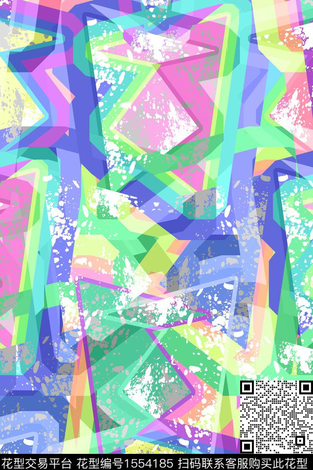 抽象几何墨迹数码印花华亿平台下载（图片编号: 1554185） - 瓦栏（Walan）