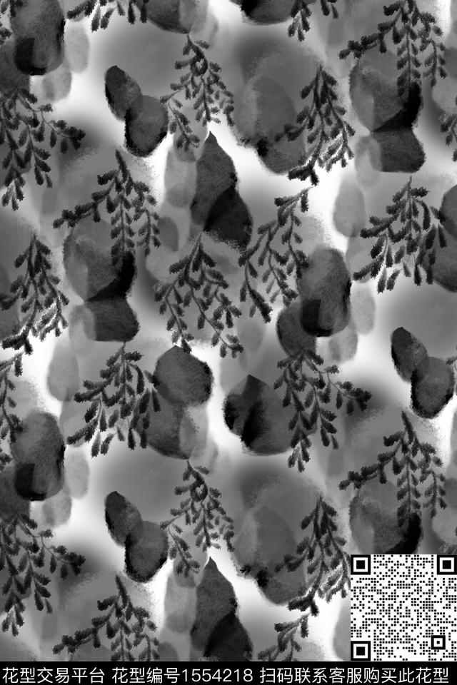 笔触抽象肌理数码印花华亿平台下载（图片编号: 1554218） - 瓦栏（Walan）