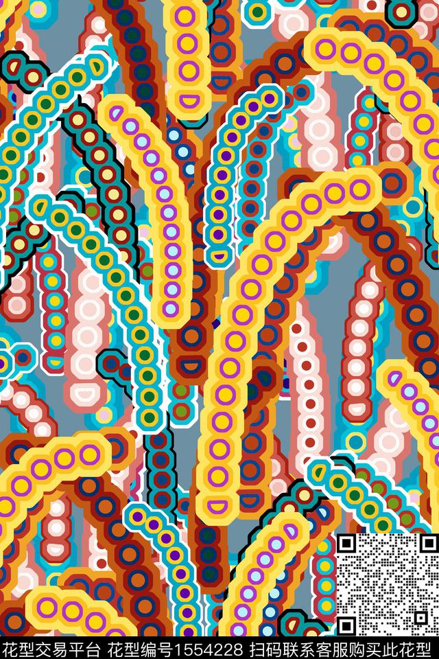 抽象几何条纹传统印花华亿平台下载（图片编号: 1554228） - 瓦栏（Walan）