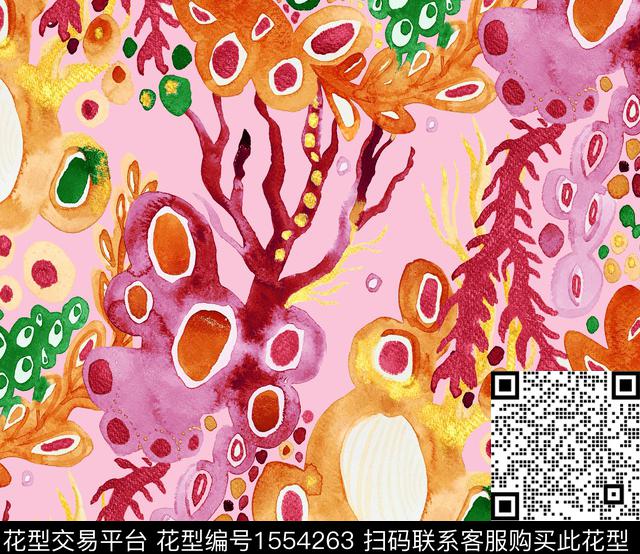 抽象水彩花卉2024春夏数码印花华亿平台下载（图片编号: 1554263） - 瓦栏（Walan）