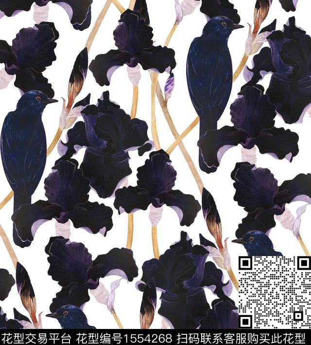 鸢尾花bird2024数码印花华亿平台下载（图片编号: 1554268） - 瓦栏（Walan）