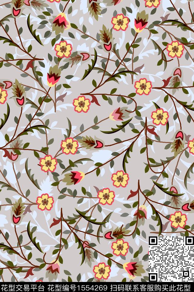 满版散花小碎花花卉传统印花华亿平台下载（图片编号: 1554269） - 瓦栏（Walan）