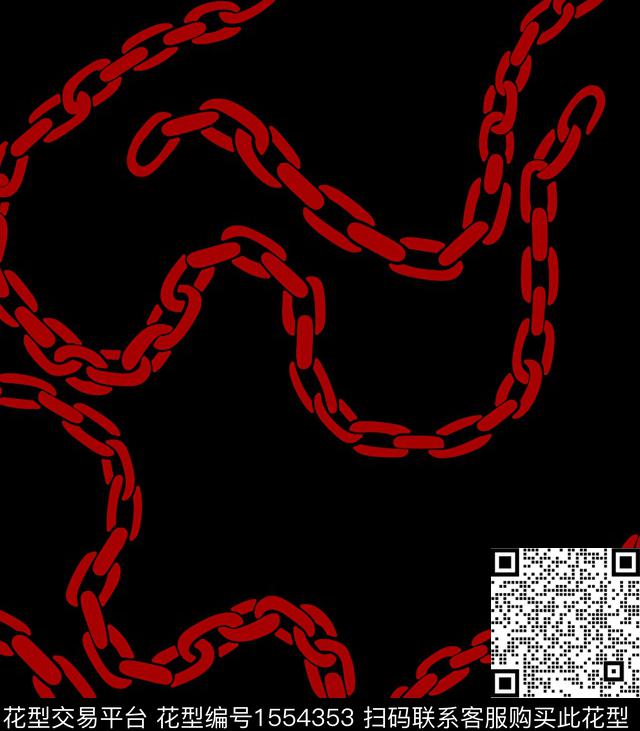 单色链条黑白华亿平台传统印花华亿平台下载（图片编号: 1554353） - 瓦栏（Walan）