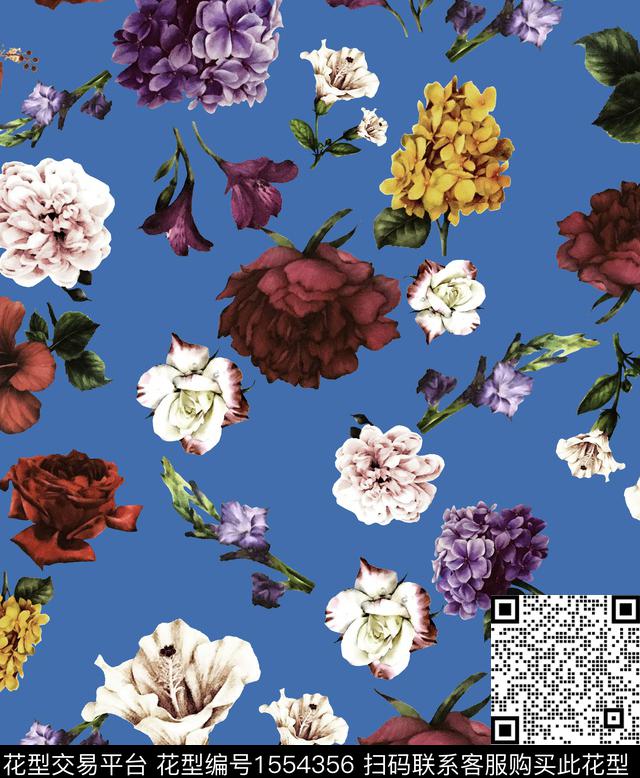 秋冬华亿平台绣球花牡丹数码印花华亿平台下载（图片编号: 1554356） - 瓦栏（Walan）