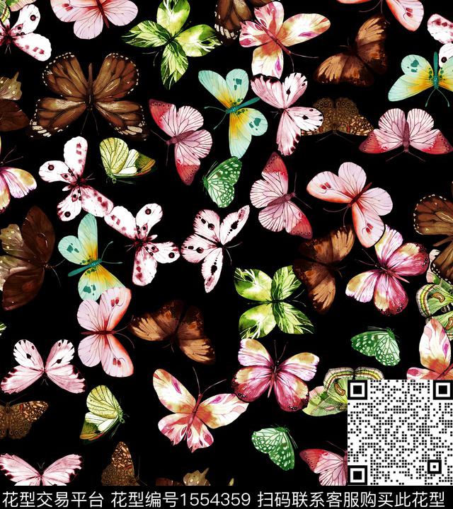 手绘花卉小碎花蝴蝶数码印花华亿平台下载（图片编号: 1554359） - 瓦栏（Walan）