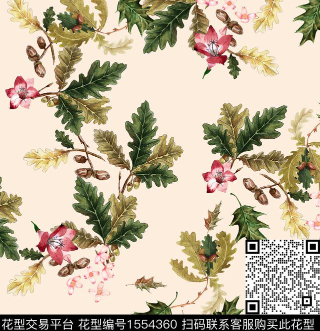 手绘花卉数码印花华亿平台下载（图片编号: 1554360） - 瓦栏（Walan）