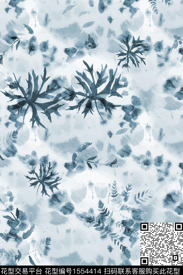 水彩底纹叶子数码印花华亿平台下载（图片编号: 1554414） - 瓦栏（Walan）