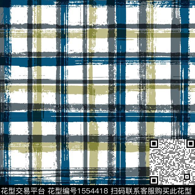 抽象笔触格子传统印花华亿平台下载（图片编号: 1554418） - 瓦栏（Walan）