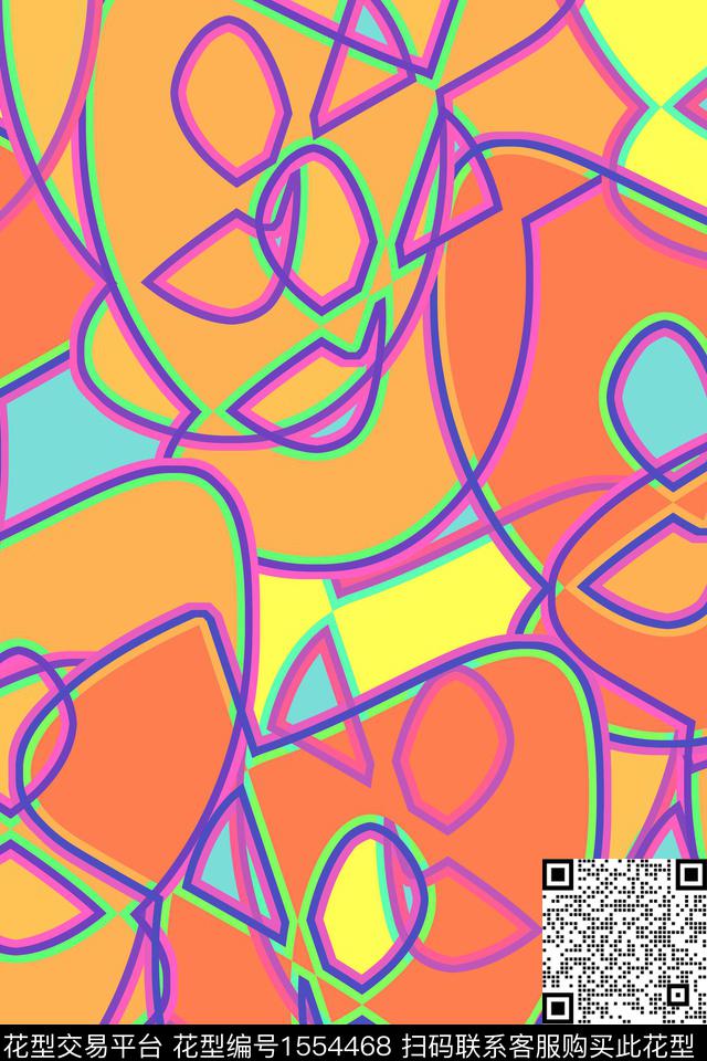 抽象线条几何传统印花华亿平台下载（图片编号: 1554468） - 瓦栏（Walan）