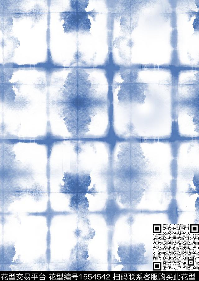 格子水彩水墨数码印花华亿平台下载（图片编号: 1554542） - 瓦栏（Walan）