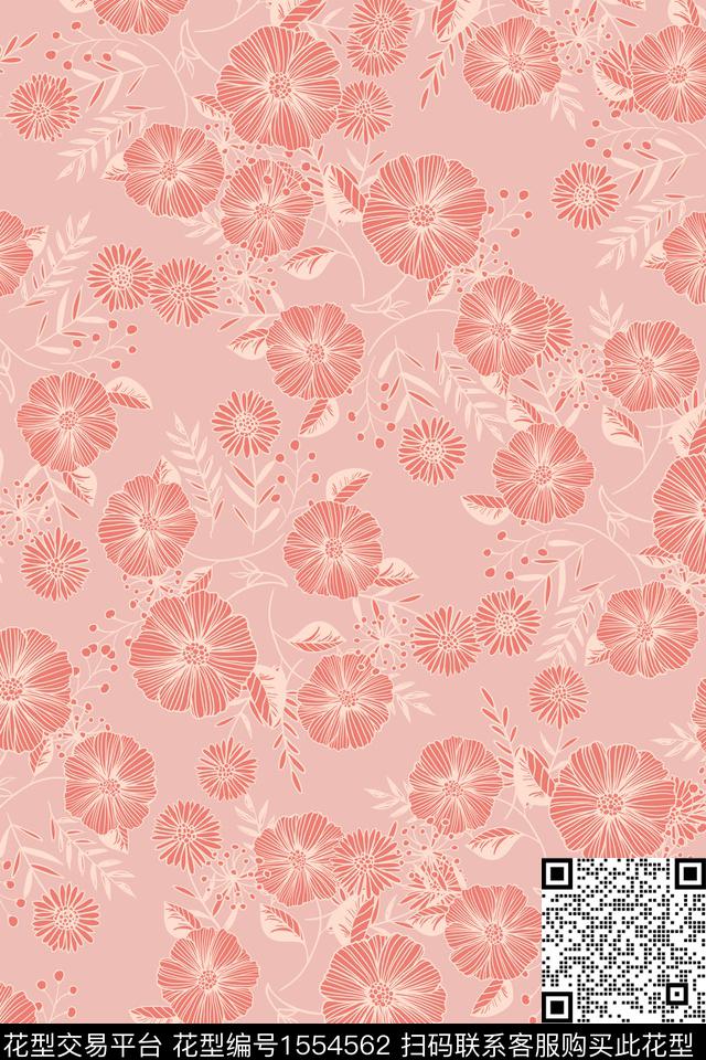 小碎花满版散花花卉数码印花华亿平台下载（图片编号: 1554562） - 瓦栏（Walan）