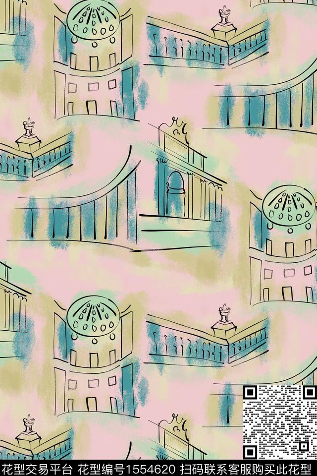 建筑线条底纹数码印花华亿平台下载（图片编号: 1554620） - 瓦栏（Walan）