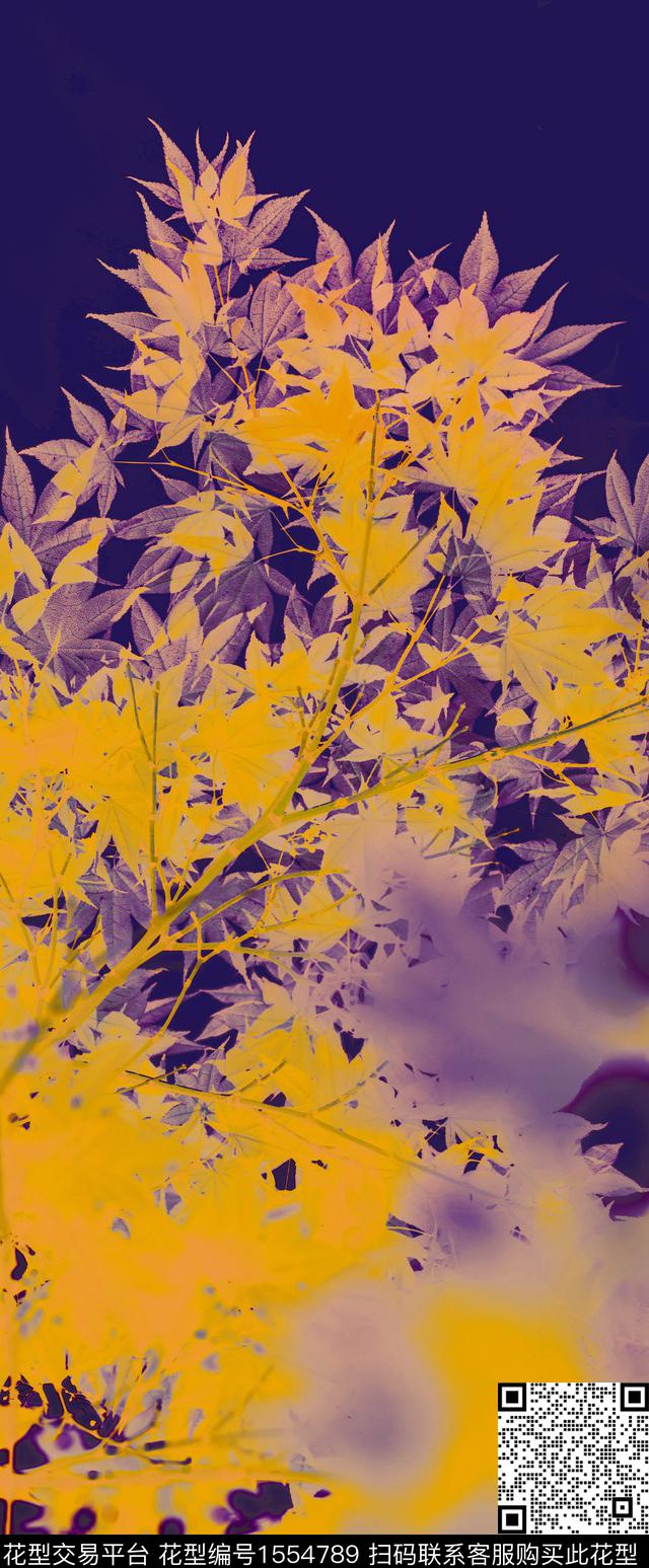 香云纱枫叶中国风数码印花华亿平台下载（图片编号: 1554789） - 瓦栏（Walan）