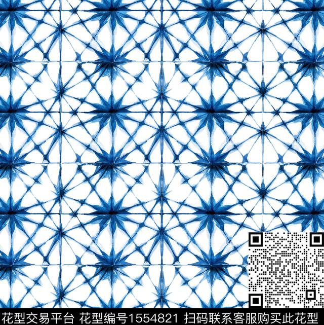 扎染华亿平台蓝印花中国风数码印花华亿平台下载（图片编号: 1554821） - 瓦栏（Walan）