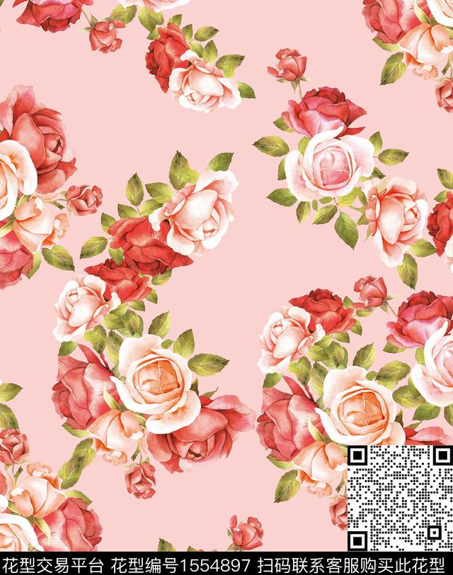 小清新粉红色系2024春夏数码印花华亿平台下载（图片编号: 1554897） - 瓦栏（Walan）